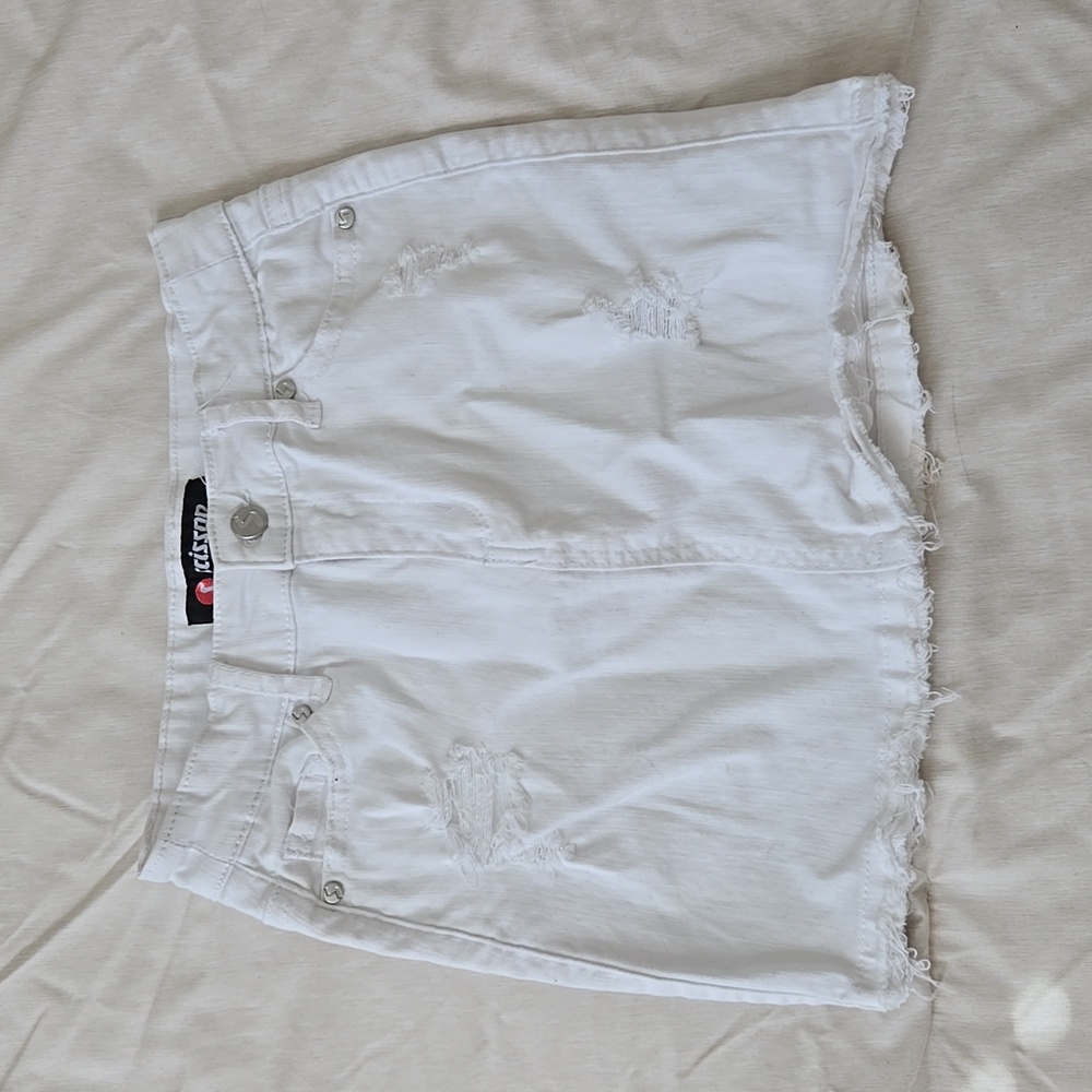 Scissor mini white denim jean skirt